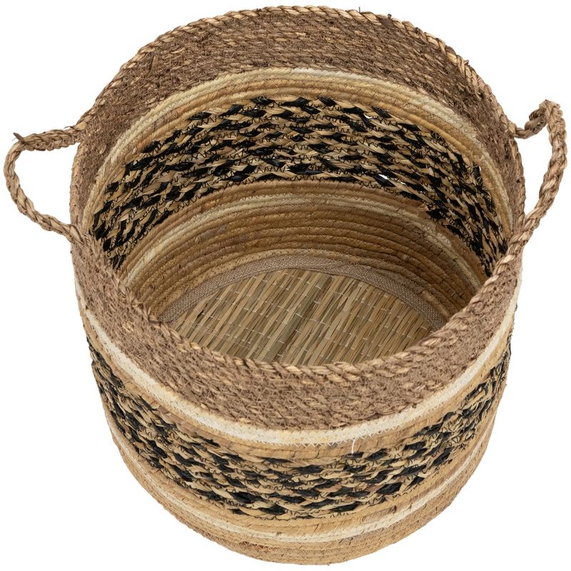 Northlight Seagrass Weave Round Storage Baskets with Handles - 15" - Set of 3, 3 of 7