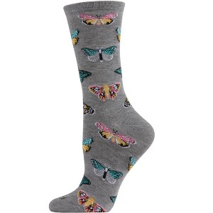 Memoi Butterfly Bamboo Blend Crew Socks - 1 of 3