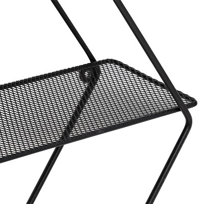 Black Geometric Steel 3-Tier Floating Wall Shelf
