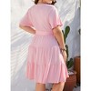 YESFASHION Women Plus Size Summer Dress V Neck Wrap High Waist Short Sleeve Ruffle Casual Midi Flowy A-line Boho Dresses - 2 of 4