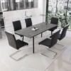 7-Piece Expandable Dining Set with Rectangular Table and 6 C-shaped Tubular Cushioned Armless Chairs - 3 of 4
