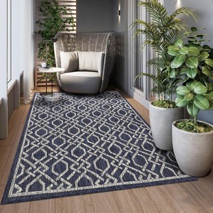 Outdoor Geometry Modern Area Rug Turkish Style.Washable, Foldable, Non-Slip, Light Weight Carpet Stain-Resistant, Breathable, Easy to Clean Sturdy - 1 of 4