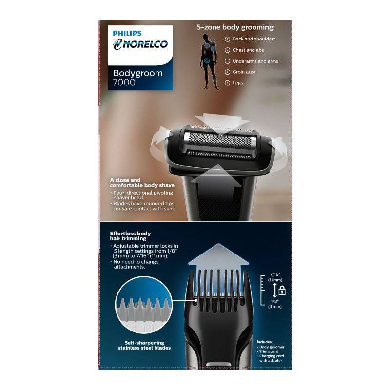 Philips Norelco Bodygroom Series 7000 Men&#39;s Rechargeable Electric Trimmer - BG7030/49, 4 of 17