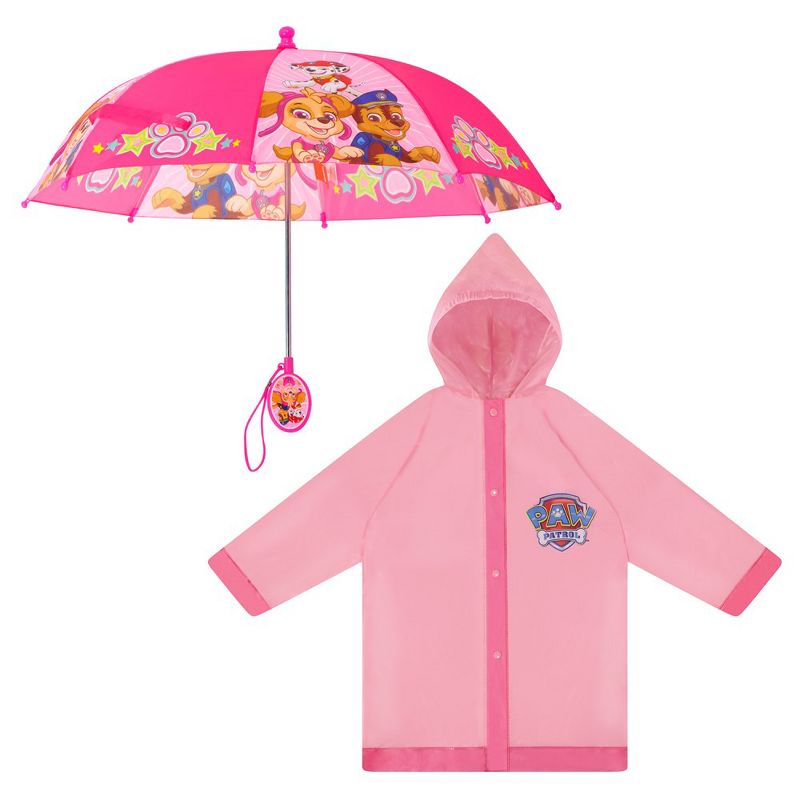 Paw Patrol Girl’s Raincoat and Umbrella Set, Kids Ages 2-7 (Light Pink), 1 of 8