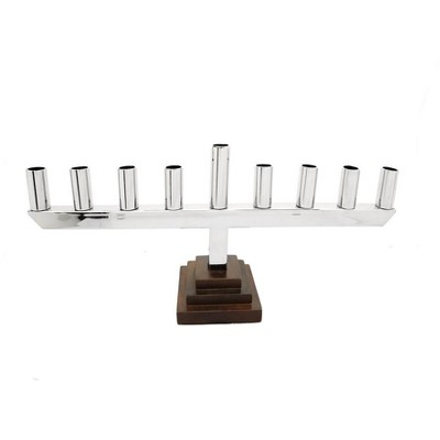 Classic Touch Stainless Steel Straight Menorah
