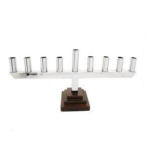 Classic Touch Stainless Steel Straight Menorah - 1 of 3