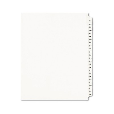 Avery-Style Legal Exhibit Side Tab Divider Title: 401-425 Letter White 01346