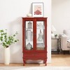 Vynxaria Cherry/Oak Illuminated Decorative Glass Storage Cabinet with Adjustable Shelves and Drawer - 2 of 4