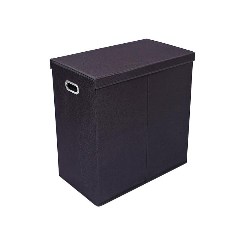 BirdRock Home Double Linen Laundry Hamper with Lid and Removable Liner - Black, 3 of 8