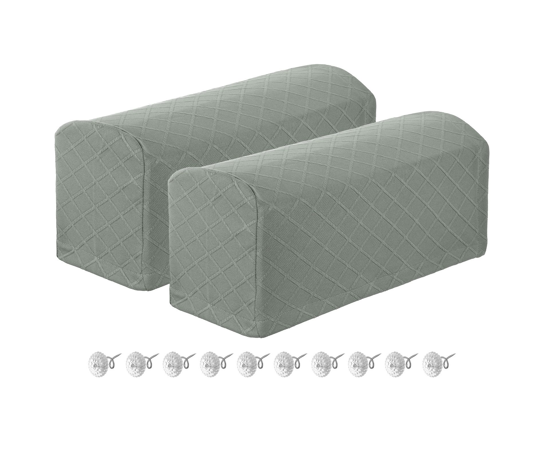 Unique Bargains Non Slip Scratch Resistant Soft Armchair Slipcovers with Twist Pins 2 Pcs Gray Green