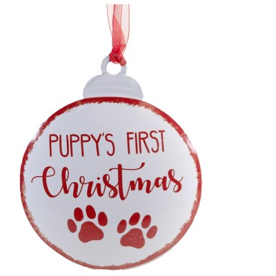 Holiday Ornament 5.0" Puppy's 1St Christmas Paw Prints  -  Tree Ornaments