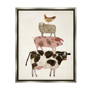 Stupell Industries Cow Sheep Pig and Chicken Barnyard Buds Stacked Farm Animals - 1 of 4