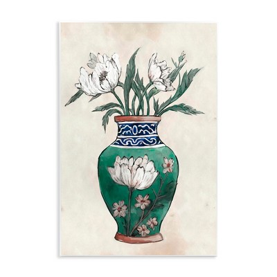 Stupell Industries Floral Oriental Vase, 10" x 15"