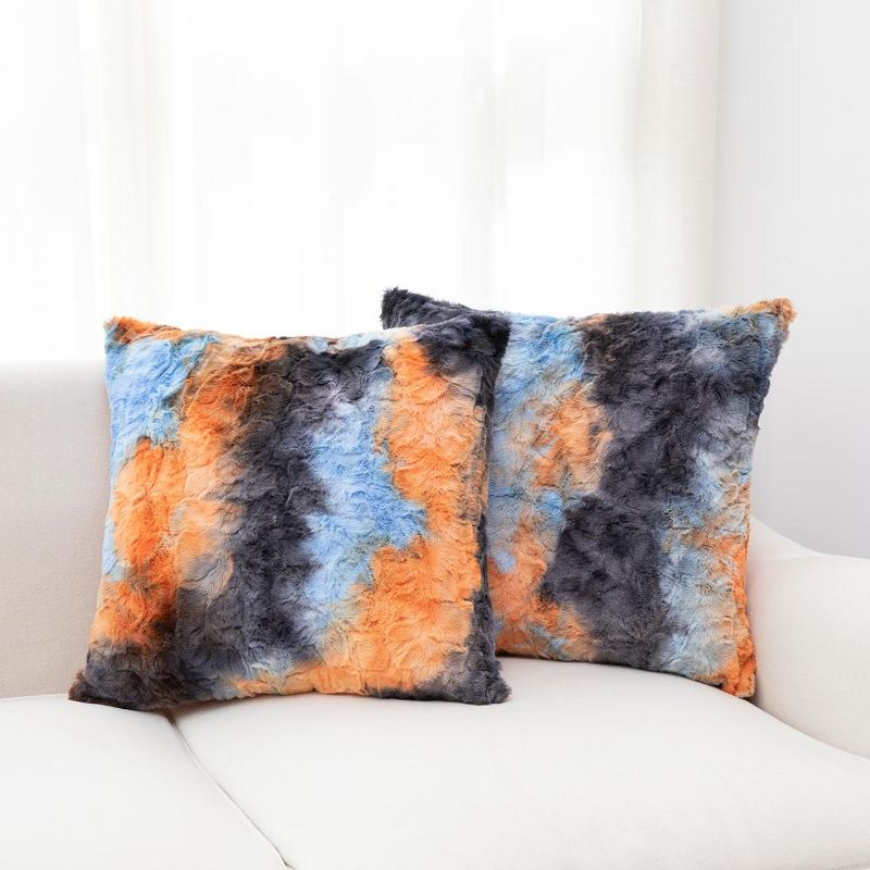 Cheer Collection Set of 2 Plush Faux Fur Throw Pillows - 18" x 18", 1 of 9