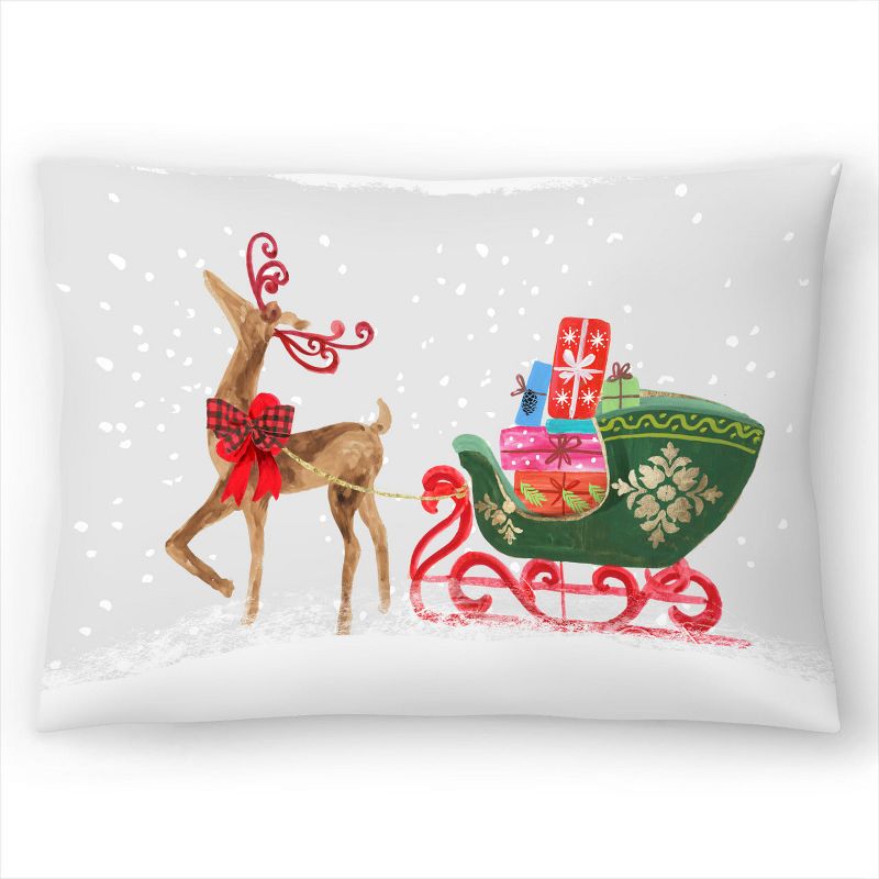 Proud Reindeer With Gifts by Pi Holiday Collection - 20" x 14" Throw Pillow - Americanflat, 1 of 4
