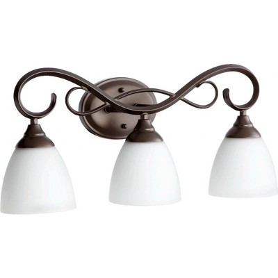 Quorum Lighting Powell 3-Light Oiled Bronze Fan, 23 Width, 10.5 Height, 7 Depth