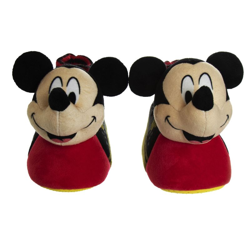 Disney Mickey Mouse 3D Slippers - Kids Cozy Plush Fuzzy Lightweight Warm Comfort Soft House Shoes - Mickey red/black (size 5-12 Toddler - Little Kid), 5 of 8
