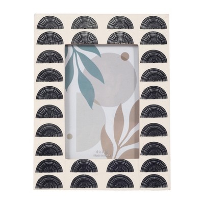 Sagebrook Home 4" x 6" Decorative Photo Frame - Contemporary Resin Ivory and Black Arch Design Picture Frame - Home