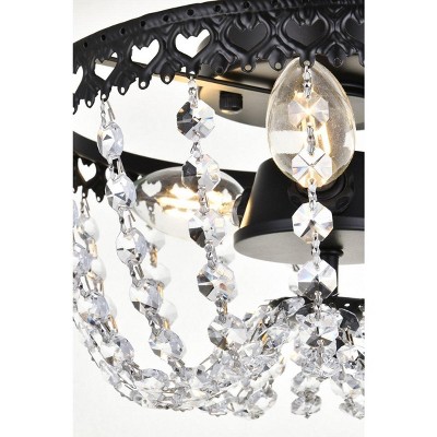 Kylie 10" Black Iron and Crystal Flush Mount Light
