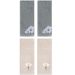REGALWOVEN Cotton Soft Absorbent Floral Pattern Hand Towel 13" x 30" - 1 of 4