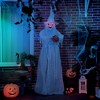 Outsunny 74" Life Size Outdoor Halloween Decorations White Witch Holding Pumpkin Head, Standing Skeleton Ghost Animated Prop Décor - 2 of 4