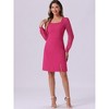Allegra K Women's Square Neck Split Side Semi-Sheer Puff Sleeve Mini A-Line Dress - 4 of 4