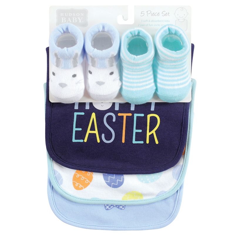 Hudson Baby Infant Boy Cotton Bib and Sock Set, Hoppy Easter, 0-9 Months, 3 of 7