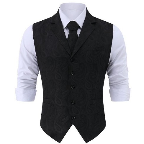 Men s Paisley Suit Vest And Tie Set Classic Floral Necktie Square Gothic Waistcoat For Tuxedo Target