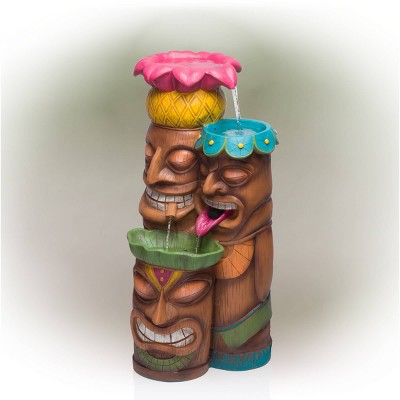 Colorful Tiki Head Polyresin Outdoor Fountain with LED Lights