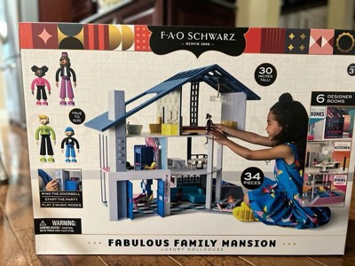 F.A.O. Schwarz Fabulous Family Mansion Luxury Dollhouse - 34pcs