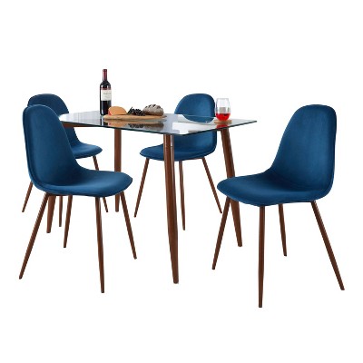 LumiSource 5pc Clara Pebble Dining Set Walnut Metal