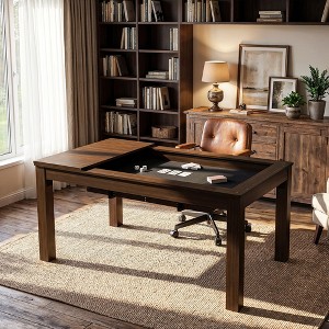 Famapy Walnut Multi-Functional Convertible Table – Dining, Office & Board Game Station - 1 of 4