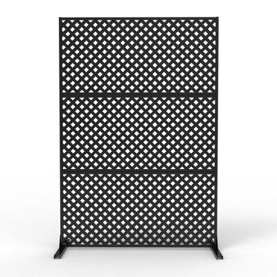 Metal Privacy Screen Outdoor 71"x47", Freestanding Decorative Privacy Fence Panel for Patio, Balcony, Deck, Garden, Indoor, Black Rustic
