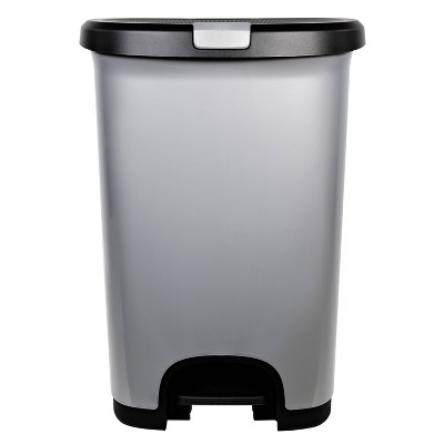 Hefty Select 12.7gal Lock Waste Step Trash Can Silver_4