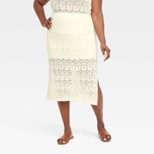 Women's Crochet-Style Midi Sweater Skirt - A New Day™ - 1 of 3