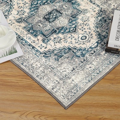 Boho Area Rug Oriental Floral Rugs Bedroom Living Room Indoor Rugs Soft ...