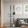 PawHut Floor to Ceiling Cat Tree, 89"-100" Adjustable Height Cat Climbing Tower Activity Center for Indoor Cats with Cat Perch, Condo & Hammocks, Gray - 2 of 4