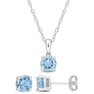 EVERLY JEWELRY | Sterling Silver Created Gemstone and Multiple Gemstones 2-Piece Set of Pendant with Chain and Earrings - 1 of 3