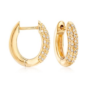 Ross-Simons 0.25 ct. t.w. Pave Diamond Hoop Earrings in 18kt Gold Over Sterling - 1 of 3