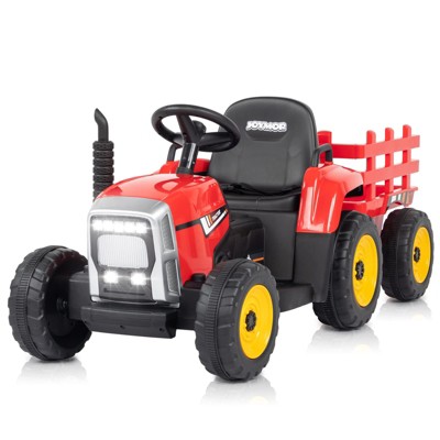 JOYMOR Ride on Tractor with Remote Control, 25W Motors Electric Tractor with Trailer, 12V Battery Powered Ride on car Toy for Boys and Girls (Red)