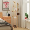 2 In1 Large Heavy Duty Bamboo Coat Rack Freestanding Clothes Hall Tree Corner Stand with 3 Tier Storage Shelf & 7 Hooks for Bedroom - 2 of 4