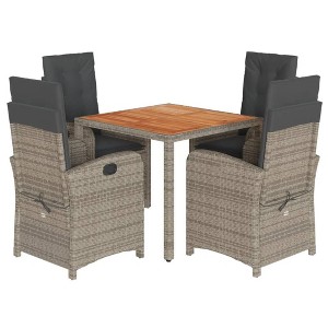 vidaXL Garden Dining Set Grey PE rattan 35.4 in x 35.4 in x 29.5 in - 1 of 4