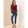 INSPIRE CHIC Women's Floral Embroidery Sheer Long Sleeves Lace Blouse - 3 of 4