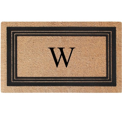 A1HC Natural Coir and PVC Backing 18"x30" Classic Border Monogrammed Flock Door Mat, Anti-Shed Doormat
