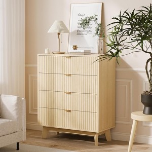 3/4/5 Fluted Drawer Dressers, Modern Closet Dressers Chest of Drawers, Wood Storage Dresser Chest of Drawers Organizer for Bedroom Living Room - 1 of 4