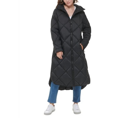 Calvin Klein Womens Cire Drama Hooded Longline Puffer Jacket