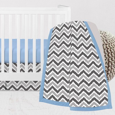 Bacati - Ikat Dots Zebra Blue Grey Boys 3 pc Crib Set