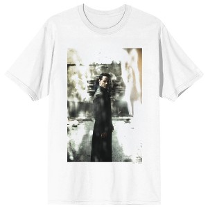 The Matrix Neo Cracked Glass on White Adult T-Shirt - 1 of 3