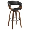Ecru Swivel Bar Stool with Faux Leather Upholstery and Wood Legs, Ideal for Home Bars - 2 of 4