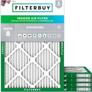Filterbuy 19.5x22x1 Air Filter (5-Pack), Pleated MERV 8 Dust Defense Replacement HVAC AC Furnace Filters (Actual Size: 19.50 x 22.00 x 0.75) - 1 of 4